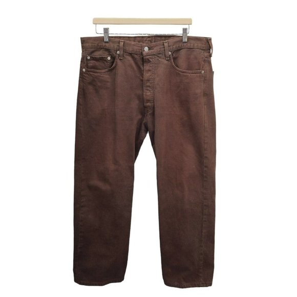 Vintage Levi's 501 Brown Denim Jeans Button Fly Straight Leg Fit 38/30 Workwear - Picture 1 of 15
